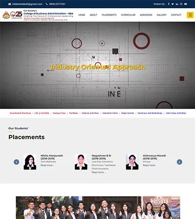 KLE BBA website homepage 