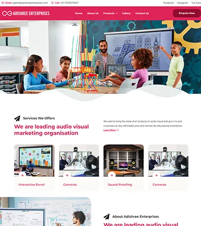 adishree enterprises homepage creation 